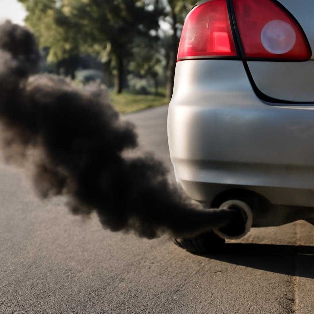 черный дым из выхлопной трубы бензинового авто